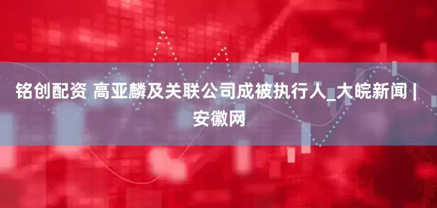 铭创配资 高亚麟及关联公司成被执行人_大皖新闻 | 安徽网