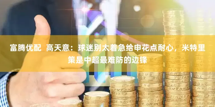富腾优配  高天意：球迷别太着急给申花点耐心，米特里策是中超最难防的边锋